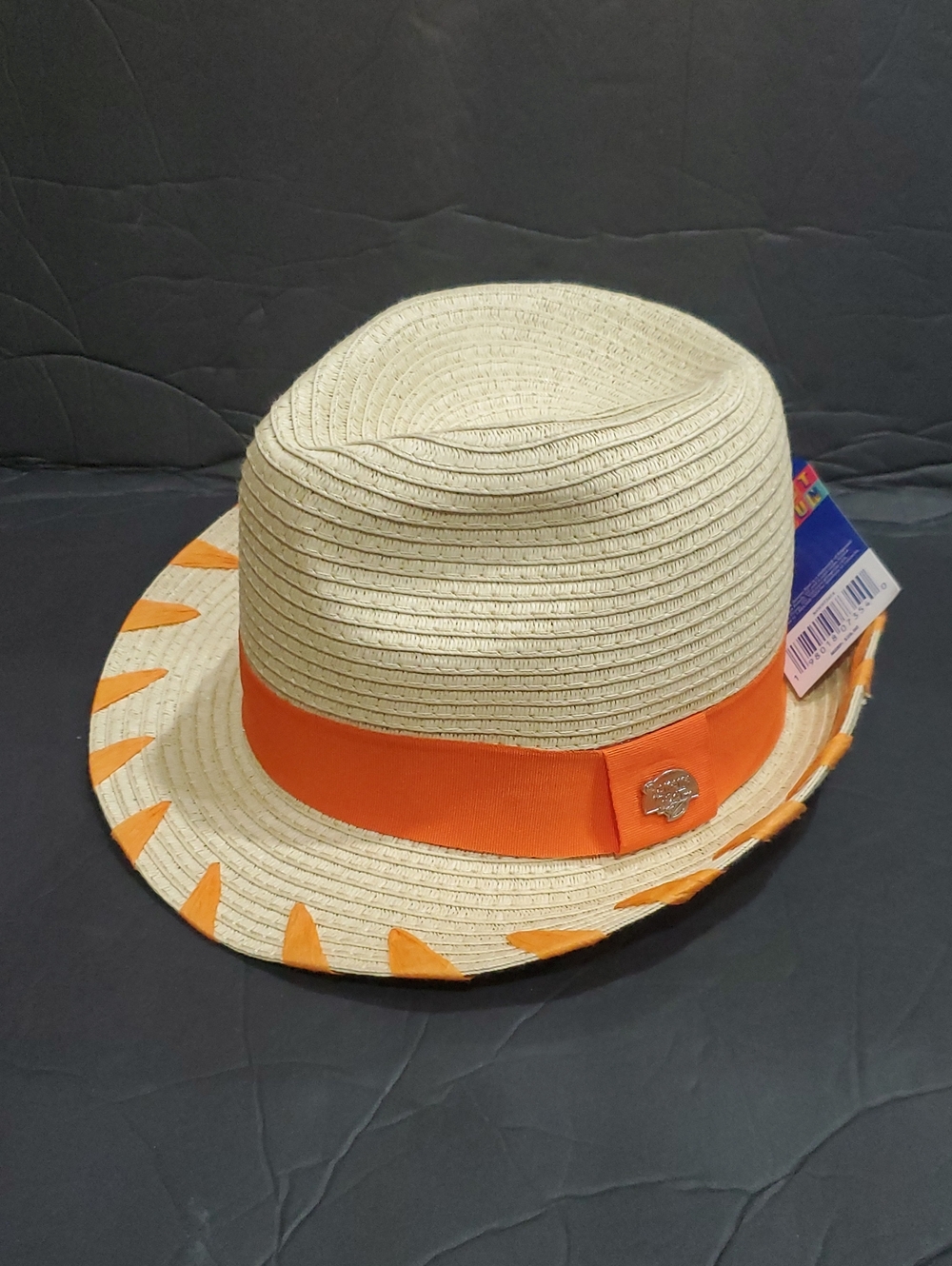 Banana Boat beige and orange whipstitch style trim upf50+ raffia fedora sun hat